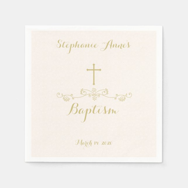 Serviette En Papier Gold Cross et Laurels (Devant)