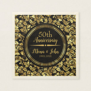 Serviette En Papier Gold Damask Et Gold Divider