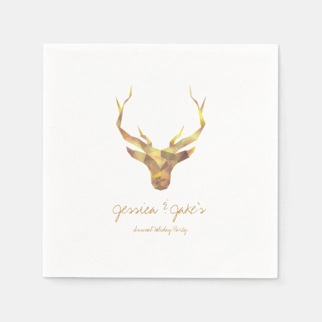 Serviette En Papier Gold Deer, Vacances (Devant)