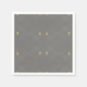 Serviette En Papier Gold Diamond Gris Géométrique Mariage Gatsby