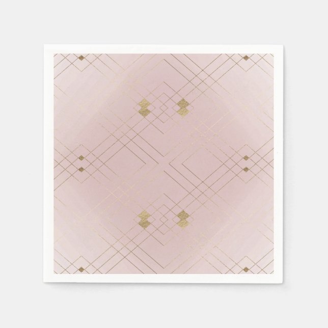 Serviette En Papier Gold Diamond rose Géométrique Mariage Gatsby (Devant)