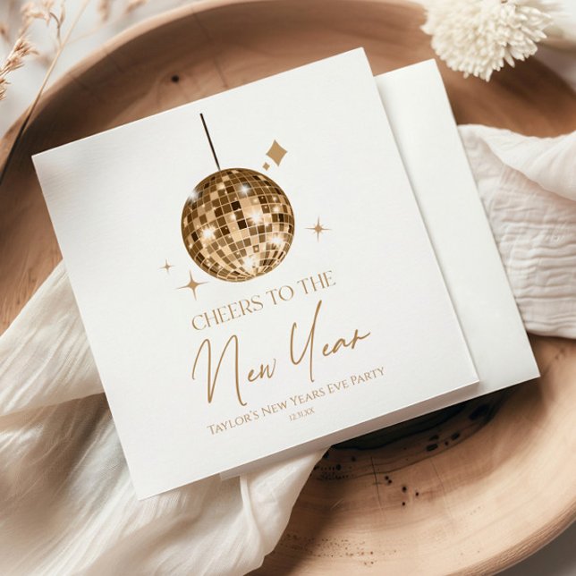 Serviette En Papier Gold Disco Ball à la fête du Nouvel An (Créateur téléchargé)