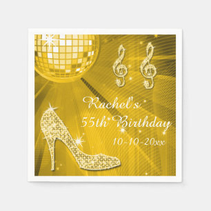 Serviette En Papier Gold Disco Ball and Heels 55e anniversaire