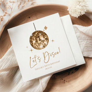 Serviette En Papier Gold Disco Ball Let's Disco Anniversaire