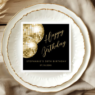 Serviette En Papier Gold Disco Ball pour adultes fête d'anniversaire