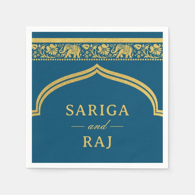 Serviette En Papier Gold Elephant & Lotus Flower Mundap Arch Wedding (Devant)