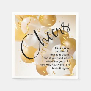 Serviette En Papier Gold et White Balloons Party
