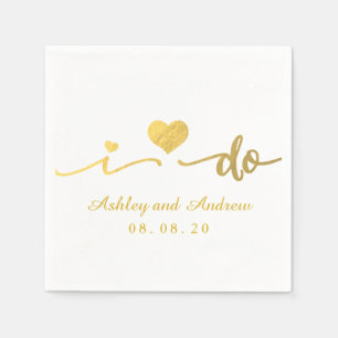 Serviette En Papier Gold et White I Do Papier mariage Napkin