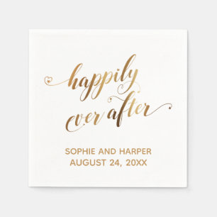 Serviette En Papier Gold et White Joyeux toujours après, Script de coe