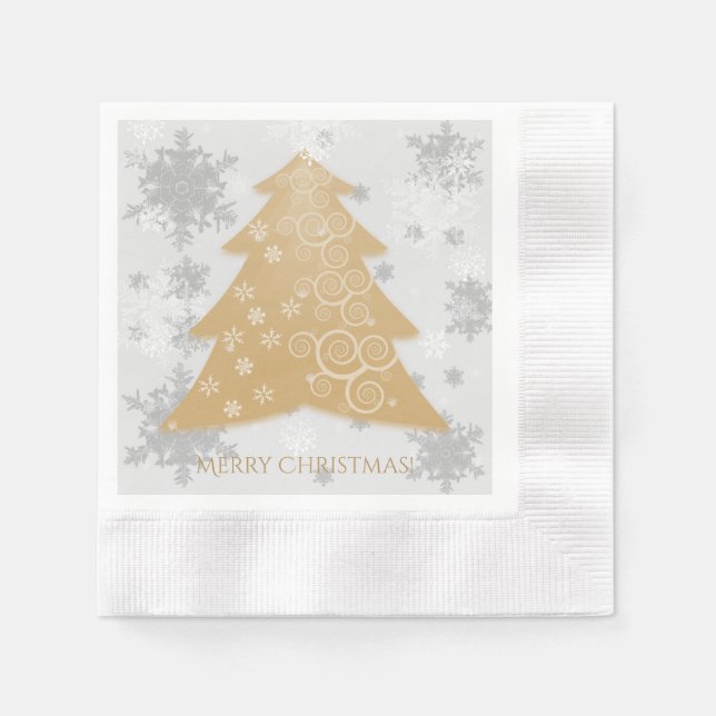Serviette En Papier Gold Festive Arbre de Noël Papier Napkin (Devant)