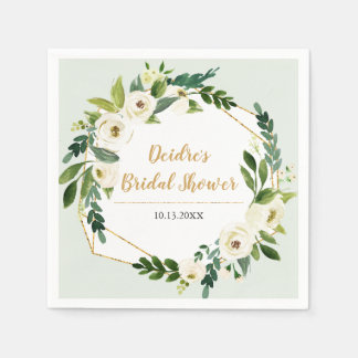 Serviette En Papier Gold Foil Look Cadre géométrique Floral