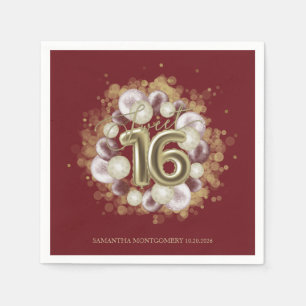 Serviette En Papier Gold Foil Sweet 16 Anniversaires Balloons Party Bo