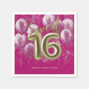 Serviette En Papier Gold Foil Sweet 16 Anniversaires Balloons Party Ho