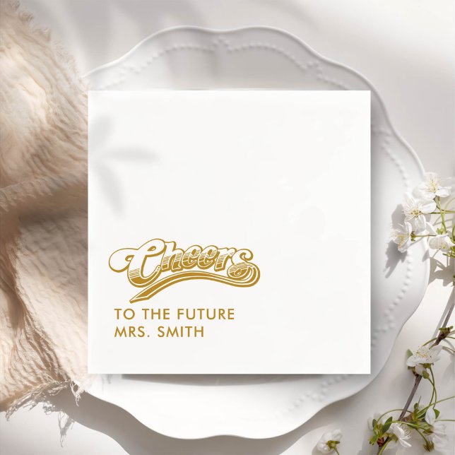 Serviette En Papier Gold Future Mme Fête des mariées moderne (Créateur téléchargé)