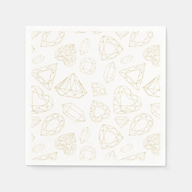 Serviette En Papier Gold Gem Motif Anniversaire de fête Napkins (Devant)