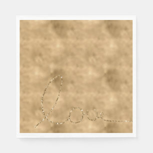Serviette En Papier Gold Glam Parties scintillant Love