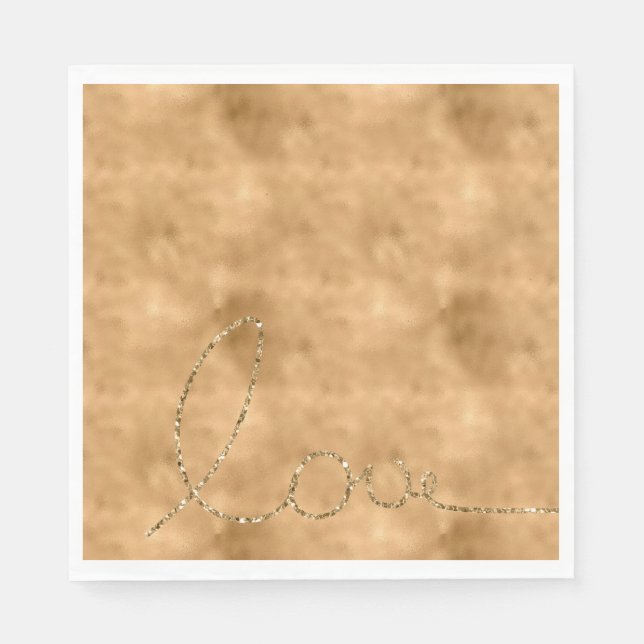 Serviette En Papier Gold Glam Parties scintillant Love (Devant)