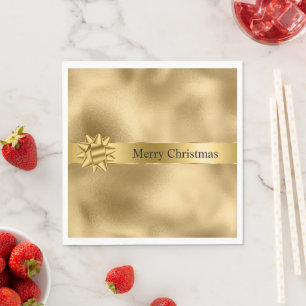 Serviette En Papier Gold Glam Ribbon et Bow Christmas