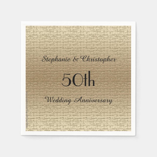 Serviette En Papier Gold Golden 50th Anniversary Party Papier Napkin (Devant)