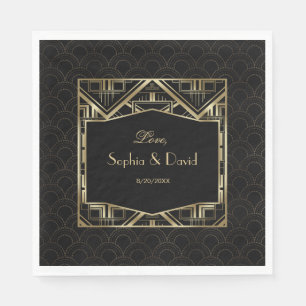 Serviette En Papier Gold Great Gatsby Art Déco Style Mariage