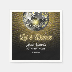Serviette En Papier Gold Halftone Disco Ball Dansons Anniversaire