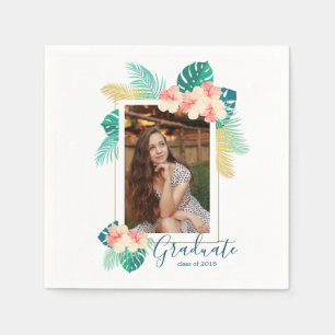 Serviette En Papier Gold Hawaiian Hibiscus Graduus Party Napkins