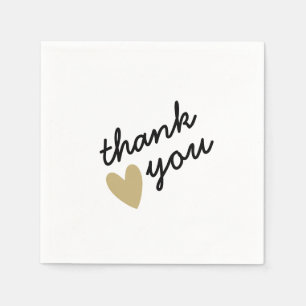 Serviette En Papier Gold Heart Simple Sincere Merci