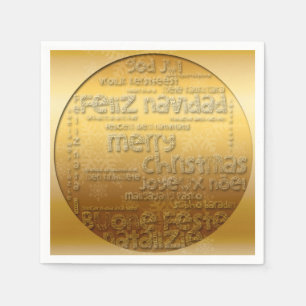 Serviette En Papier Gold International Christmas Navidad Paper Napkin