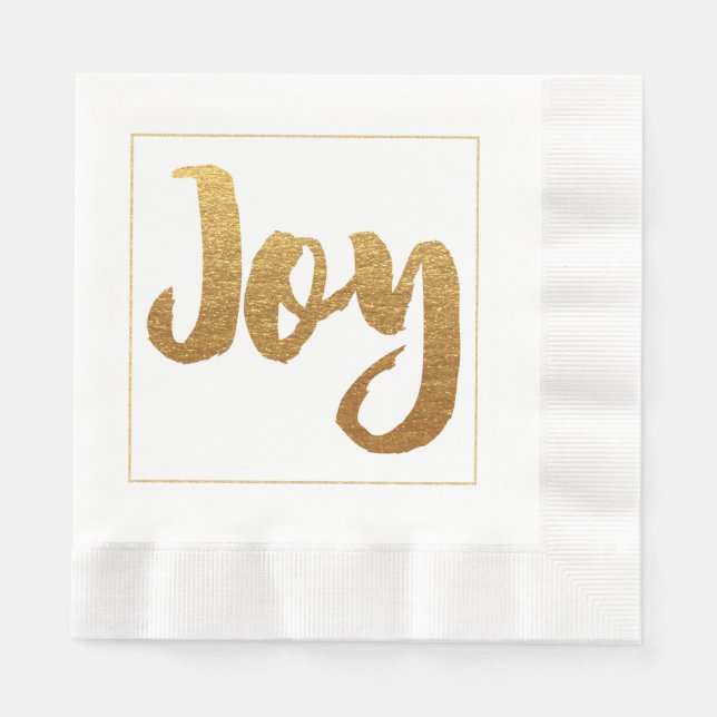 Serviette En Papier Gold Joy Papier de Noël serviettes (Devant)