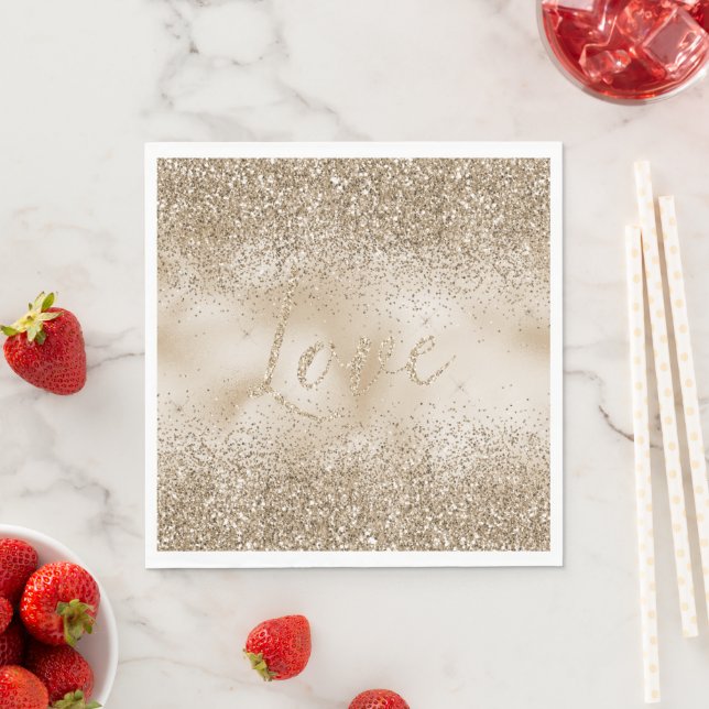 Serviette En Papier Gold Luxe Parties scintillant Love (En situation)