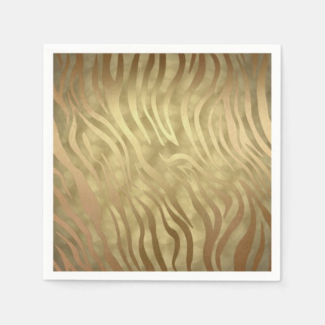 Serviette En Papier Gold Luxueux Zebra Jungle Safari Glam (Devant)