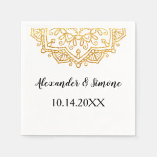 Serviette En Papier Gold Mandala Wedding Party Cocktail Napkin