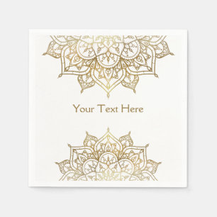 Serviette En Papier Gold Mandala White Chic Modern Glam Party
