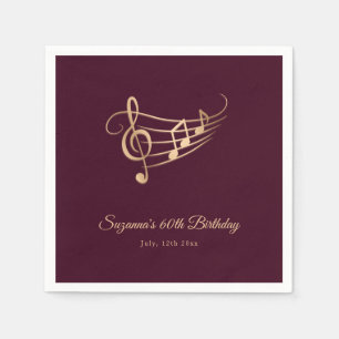 Serviette En Papier Gold Music Notes Élégant Script Anniversaire