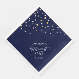 Serviette En Papier Gold & Navy Blue Chic Confetti Retraite Party