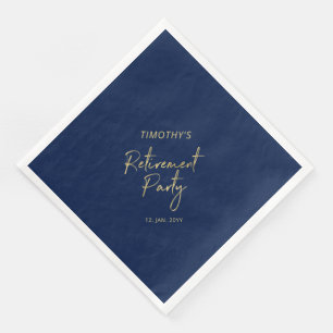 Serviette En Papier Gold & Navy Blue Modern Retirement Party