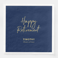 Gold & Navy Blue Modern Retirement Party