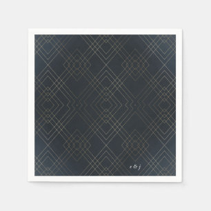Serviette En Papier Gold Navy Elegance Diamond Geo Déco Mariage