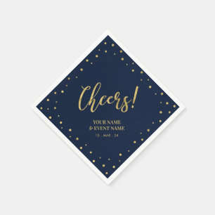 Serviette En Papier Gold & Navy Elegant Classic Soirée d'anniversaire
