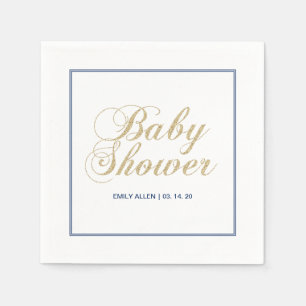 Serviette En Papier Gold & Navy Nappe en Papier Moderne pour Baby Sh