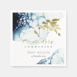 SERVIETTE EN PAPIER GOLD NAVY SOUS-MARINE COMMUNAUTÉ DE PÊCHE SAINTE