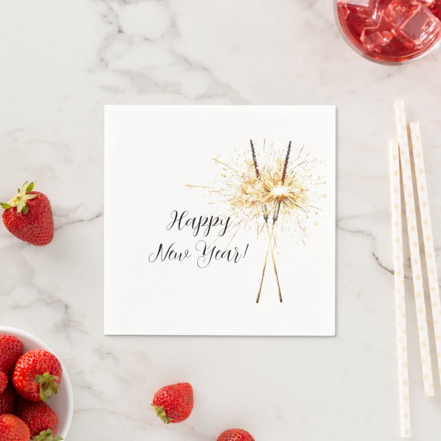 Serviette En Papier Gold New Year's Eve Day Celebration Sparklers (En situation)