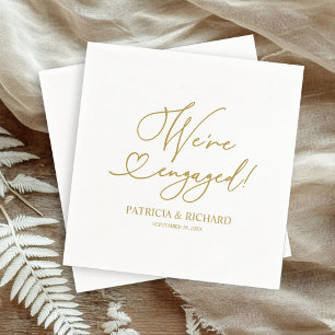 Serviette En Papier Gold On s'engage Engagement Party Napkins