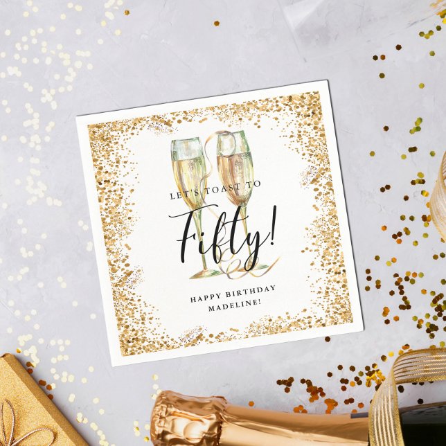 Serviette En Papier Gold Parties scintillant 50e fête d'anniversaire (Créateur téléchargé)