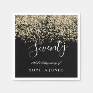 Serviette En Papier Gold Parties scintillant Confetti Black 70e annive