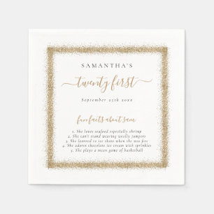 Serviette En Papier Gold Parties scintillant Fun Facts Nom Date 21ème