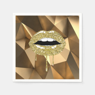 Serviette En Papier Gold Party Luxury Glam Parties scintillant Lèvres 