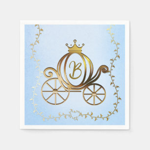 Serviette En Papier Gold Princess Carriage Blue Storybook Royal