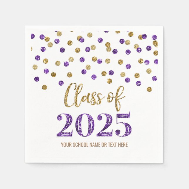 Serviette En Papier Gold Purple Confetti Classe de serviettes 2025 (Devant)