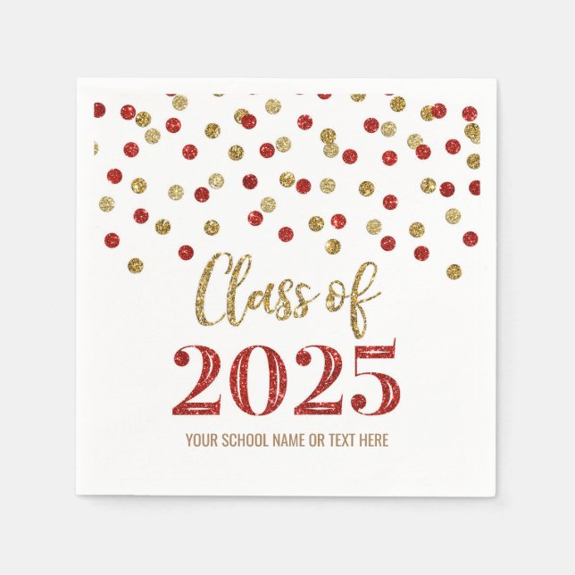 Serviette En Papier Gold Red Confetti Classe de serviettes 2025 (Devant)